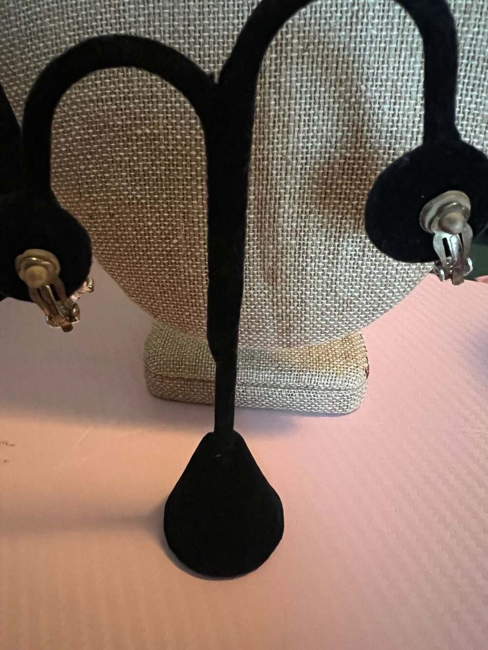 Vintage Brown Agate Cabochon Clip-On Earrings in Silver Tone Prong Setting